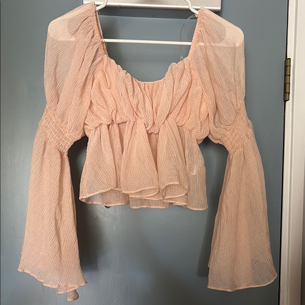 Bat sleeve crop top blouse chiffon
